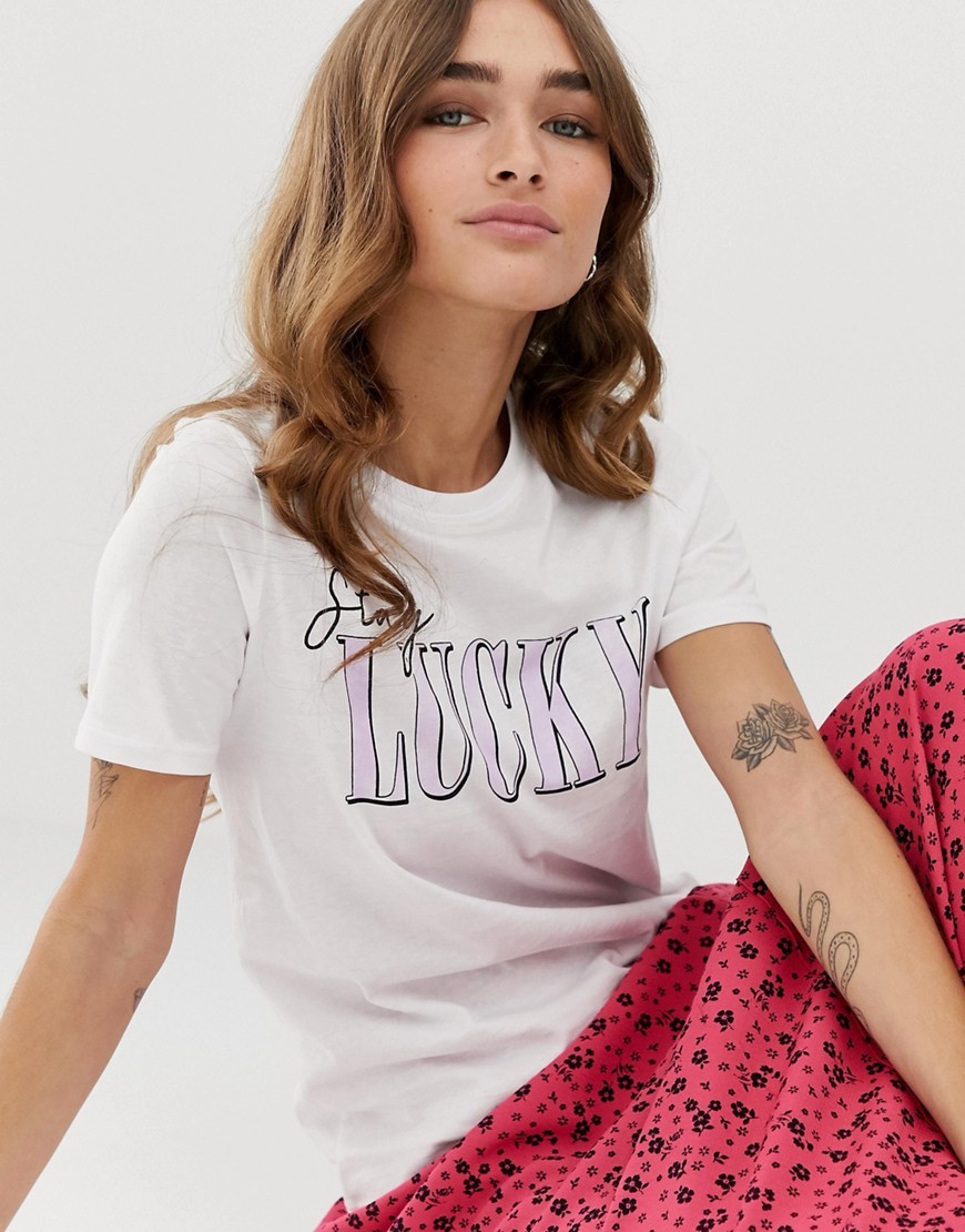 New-Look-Petite-Bialy-T-shirt-napis-lucky-L-40-2 New-Look-Petite-Bialy-T-shirt-napis-lucky-L-40