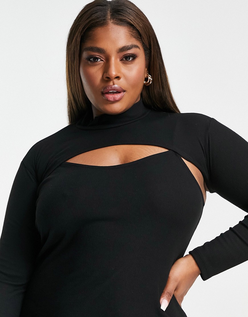 New-Look-czarna-prazkowana-sukienka-midi-2-w-1-z-wycieciami-plus-size-50-2 New-Look-czarna-prazkowana-sukienka-midi-2-w-1-z-wycieciami-plus-size-50