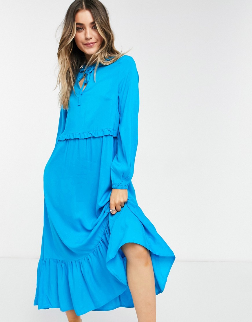 New Look niebieska luźna sukienka midi z wiązaniem przy szyi 36 New-Look-niebieska-luzna-sukienka-midi-z-wiazaniem-przy-szyi-36