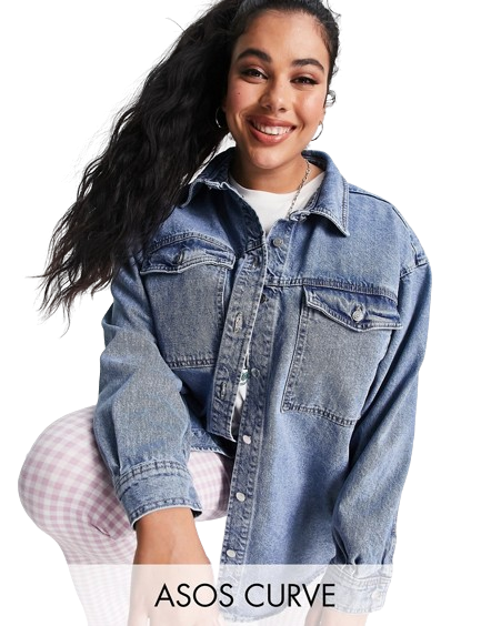 Niebieska jeansowa kurtka koszulowa oversize plus size 48