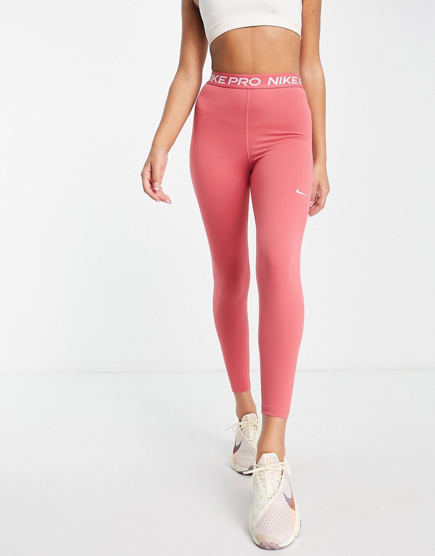 Nike Pro Training 365 różowe legginsy o długości 7/8 z podwyższonym stanem defekt S Nike-Pro-Training-365-rozowe-legginsy-o-dlugosci-7-8-z-podwyzszonym-stanem-defekt-S