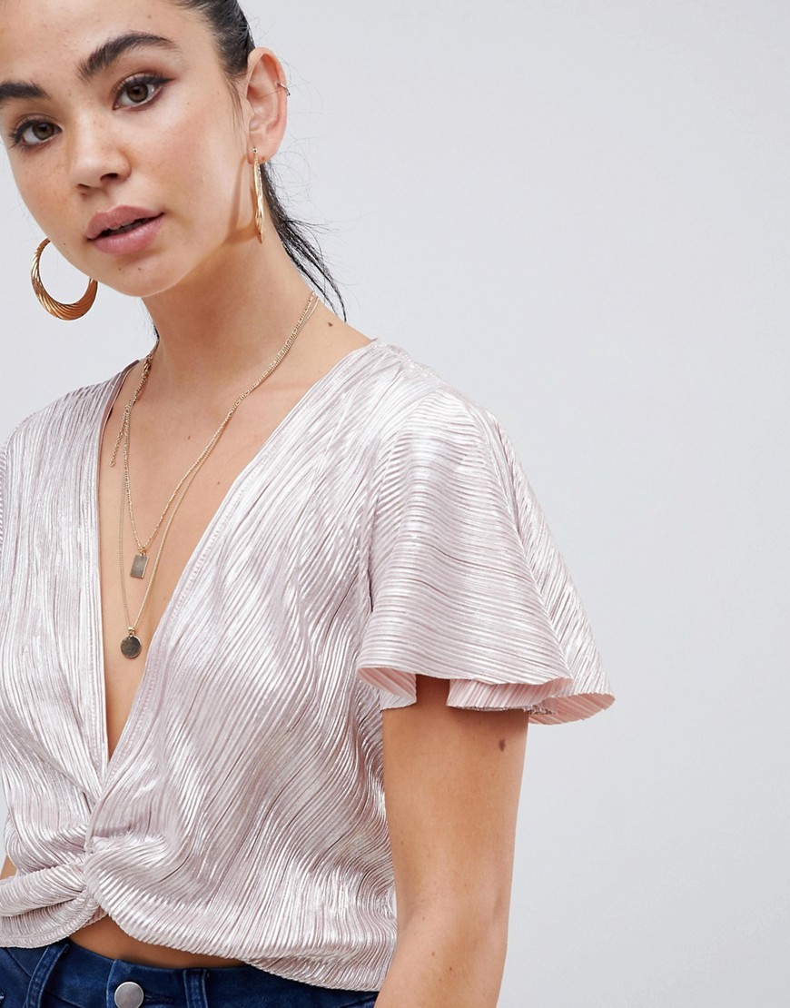 Nude-Rozowy-Top-Bluzka-gleboki-dekolt-twist-XS-34-2 Nude-Rozowy-Top-Bluzka-gleboki-dekolt-twist-XS-34