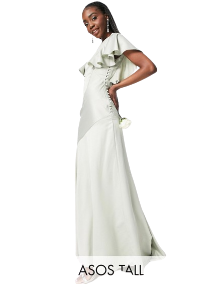 Oliwkowa sukienka satynowa maxi tall 38