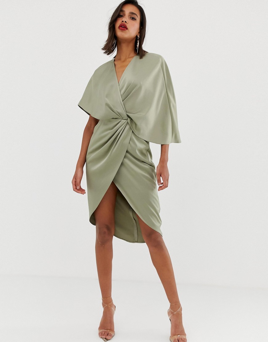 Oliwkowa zielona Sukienka midi satynowa kimono 46 Oliwkowa-zielona-Sukienka-midi-satynowa-kimono-46