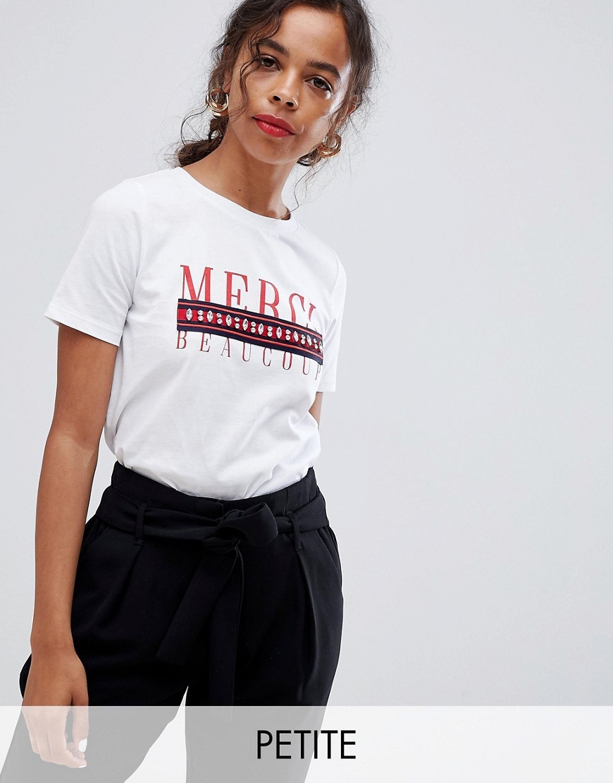 Petite Biały t-shirt damski z napisem L 40 Petite-Bialy-t-shirt-damski-z-napisem-L-40