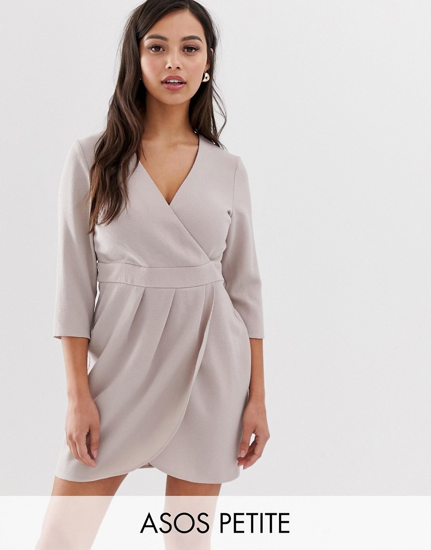 Petite Elegancka Sukienka mini kopertowy dekolt S 36 Petite-Elegancka-Sukienka-mini-kopertowy-dekolt-S-36