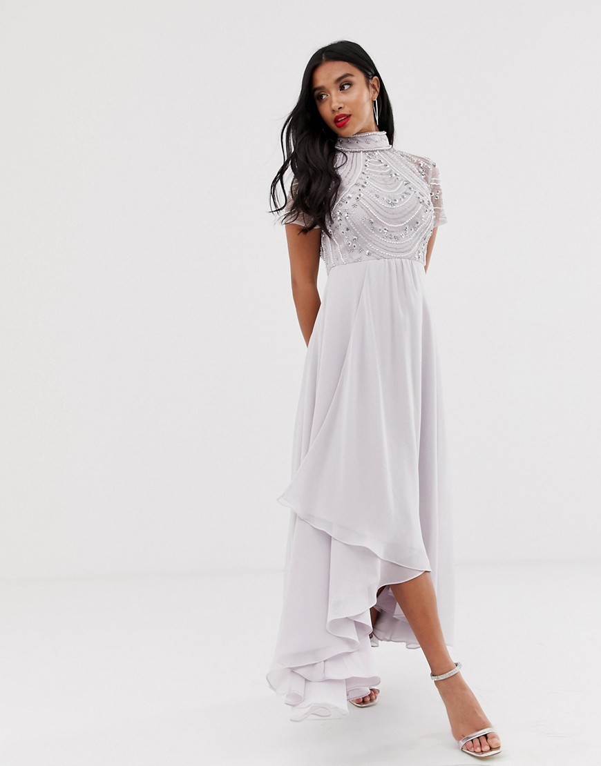 Petite Liliowa długa Sukienka zdobiony top elegancka XL 42 Petite-Liliowa-dluga-Sukienka-zdobiony-top-elegancka-XL-42