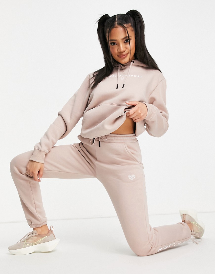 Pink Soda Sport beżowa damska bluza z kapturem nadruk z logo defekt 38 Pink-Soda-Sport-bezowa-damska-bluza-z-kapturem-nadruk-z-logo--38