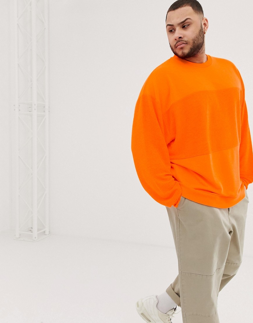 Pomarańćzowa Bluza oversize z wstawką używana defekt 6XL Pomaranczowa-Bluza-oversize-z-wstawka-uzywana-defekt-6XL