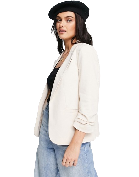 Pudroworóżowa marynarka z tkaniny ponte defekt 44