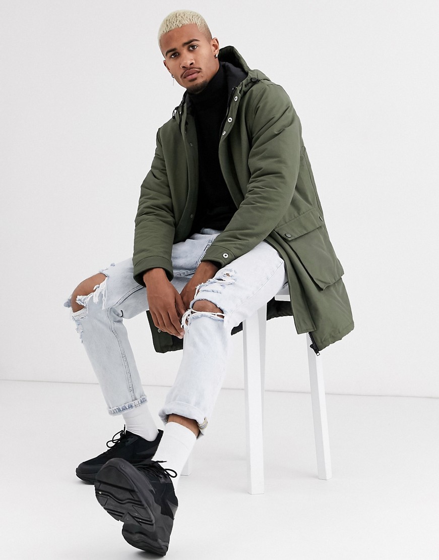Pull&Bear Join Life Meska ocieplana parka w kolorze khaki M PullBear-Join-Life-Meska-ocieplana-parka-w-kolorze-khaki-M