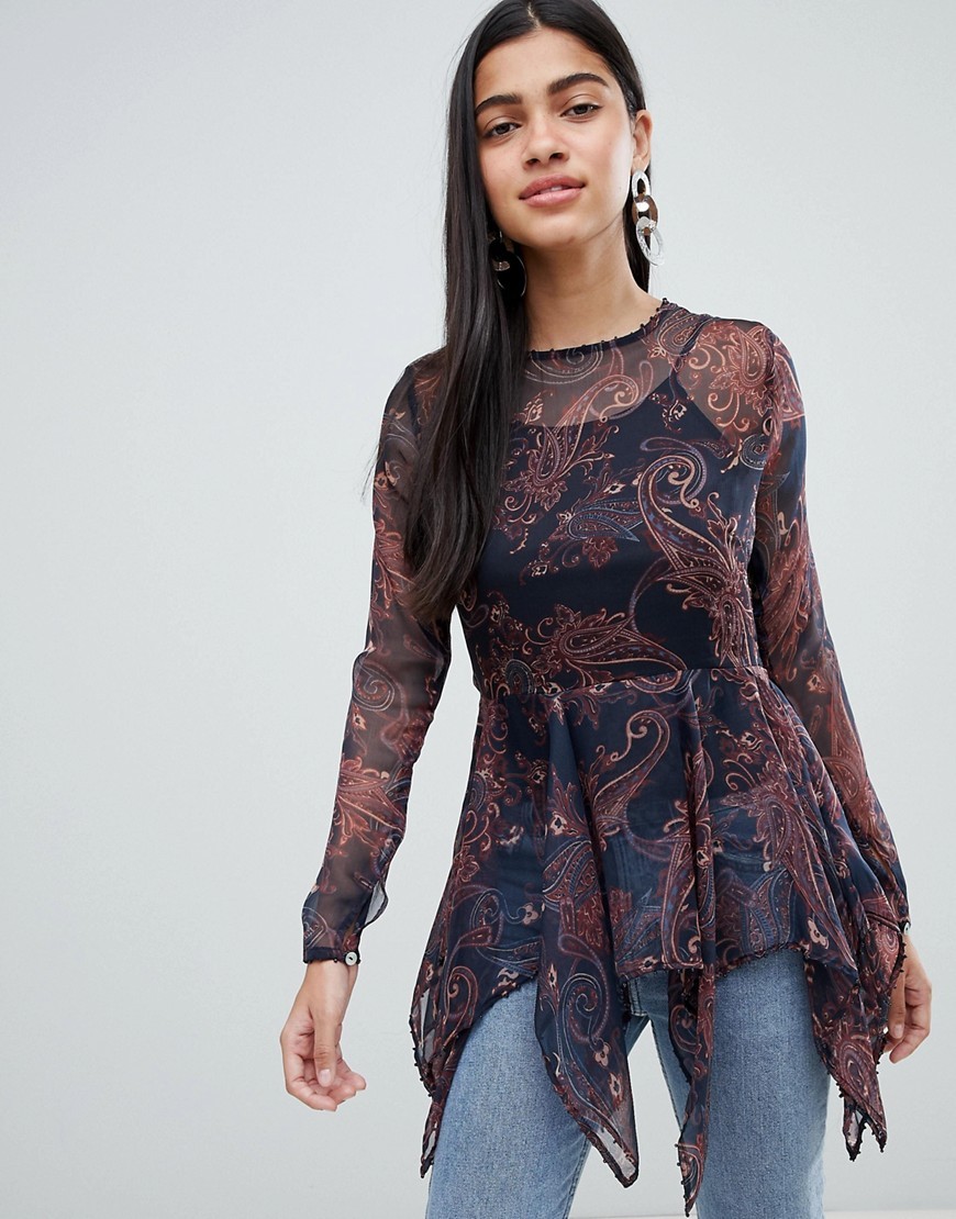 QED London Czarna bluzka z printem XL 42 QED-London-Czarna-bluzka-z-printem-XL-42