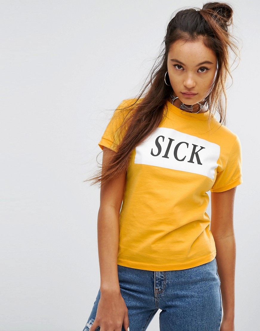 Ragged-Priest-Zolty-T-shirt-damski-napis-M-38-1 Ragged-Priest-Zolty-T-shirt-damski-napis-M-38