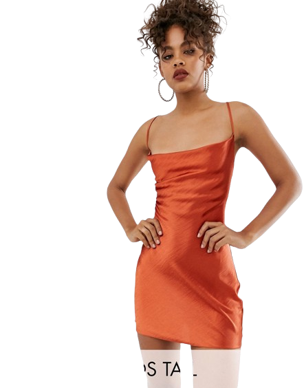 Rdzawa Sukienka mini dla wysokich śliska lśniąca defekt XXL 44