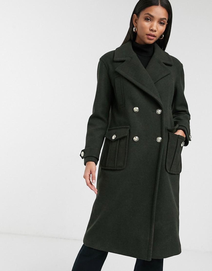 River Island Damski dwurzędowy płaszcz w kolorze khaki 34 River-Island-Damski-dwurzedowy-plaszcz-w-kolorze-khaki-36