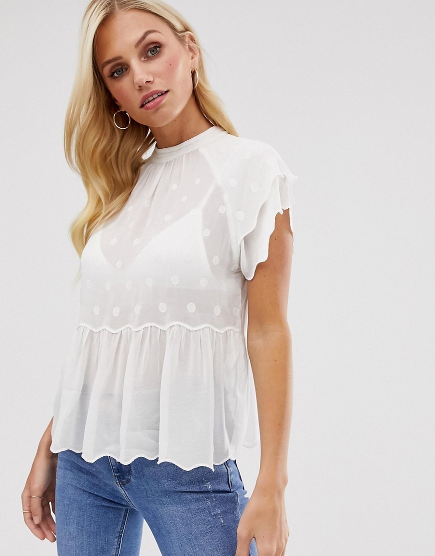 River Island biały Top Bluzka zdobiona L 40 River-Island-bialy-Top-Bluzka-zdobiona-L-40