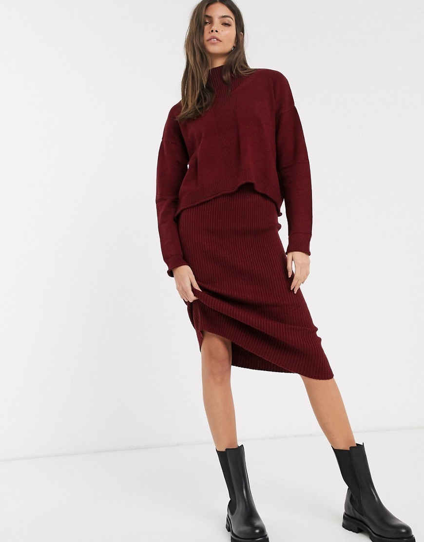 River Island bordowa Sukienka sweterkowa dzianinowa DEFEKT S 36 River-Island-bordowa-Sukienka-sweterkowa-dzianinowa-DEFEKT-S-36