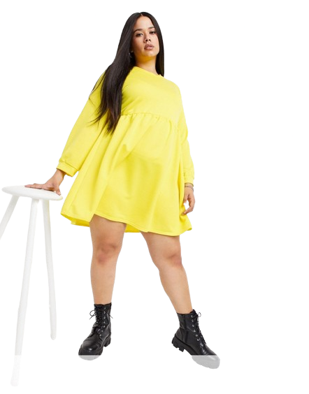 Rokoko zółta sukienka dresowa oversize plus size L