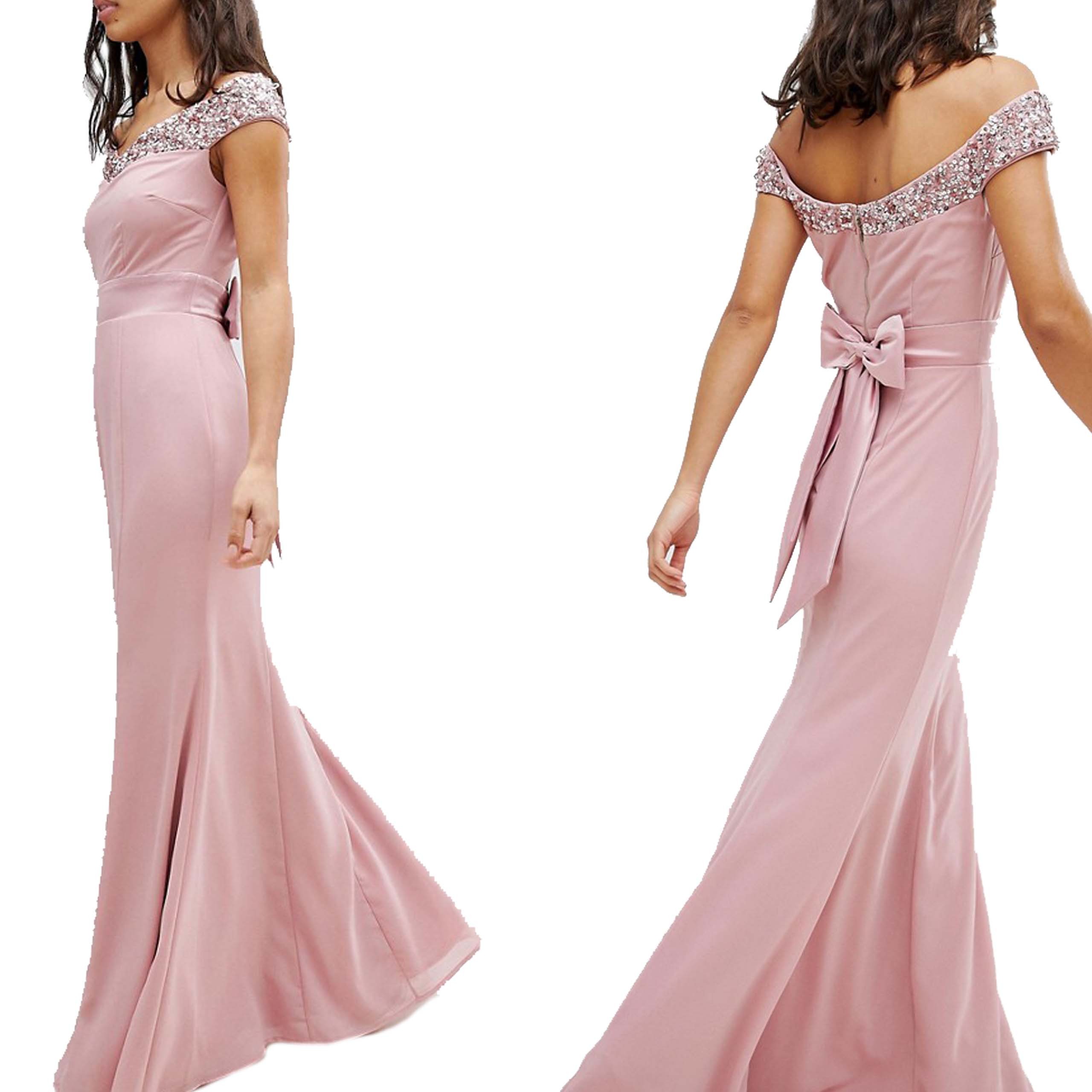 Różowa Sukienka maxi odkryte ramiona XL 42 Rozowa-Sukienka-maxi-odkryte-ramiona-XL-42