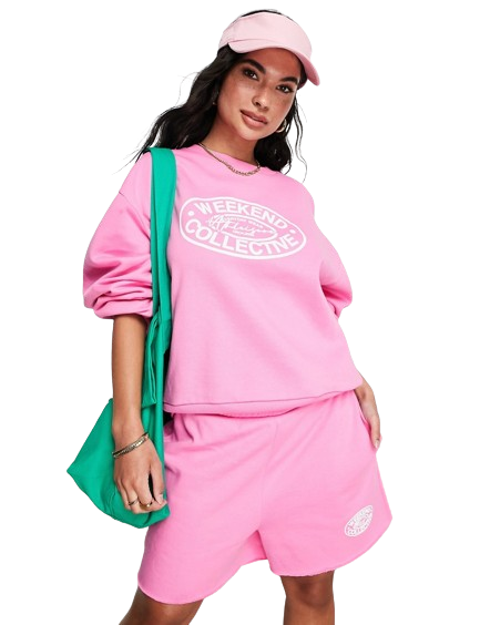 Różowa bluza dresowa damska oversize z nadrukiem logo defekt 38