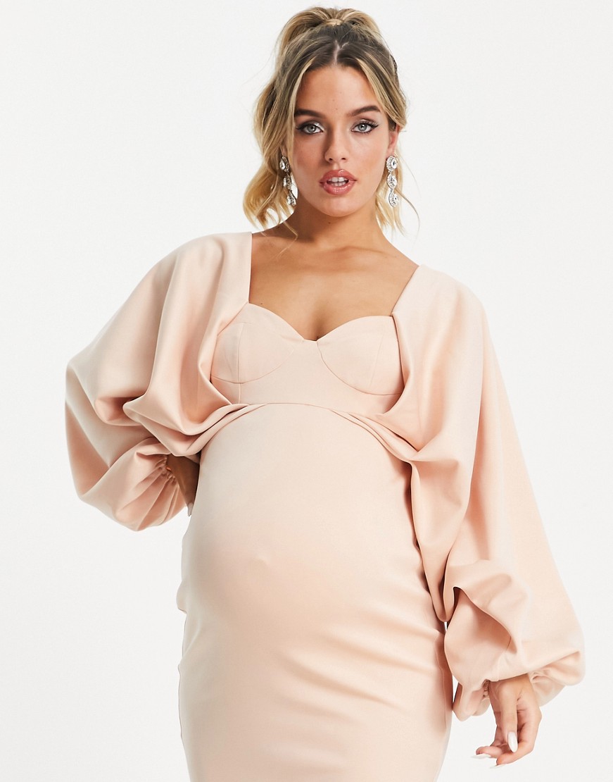 Rozowa-ciazowa-sukienka-midi-bodycon-z-obszernymi-rekawami-36-2 Rozowa-ciazowa-sukienka-midi-bodycon-z-obszernymi-rekawami-36