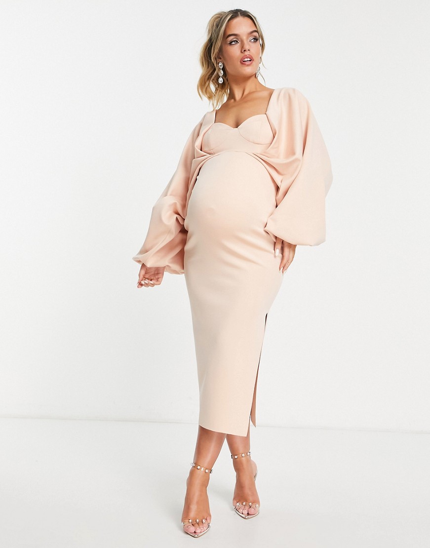 Rozowa-ciazowa-sukienka-midi-bodycon-z-obszernymi-rekawami-36-3 Rozowa-ciazowa-sukienka-midi-bodycon-z-obszernymi-rekawami-36