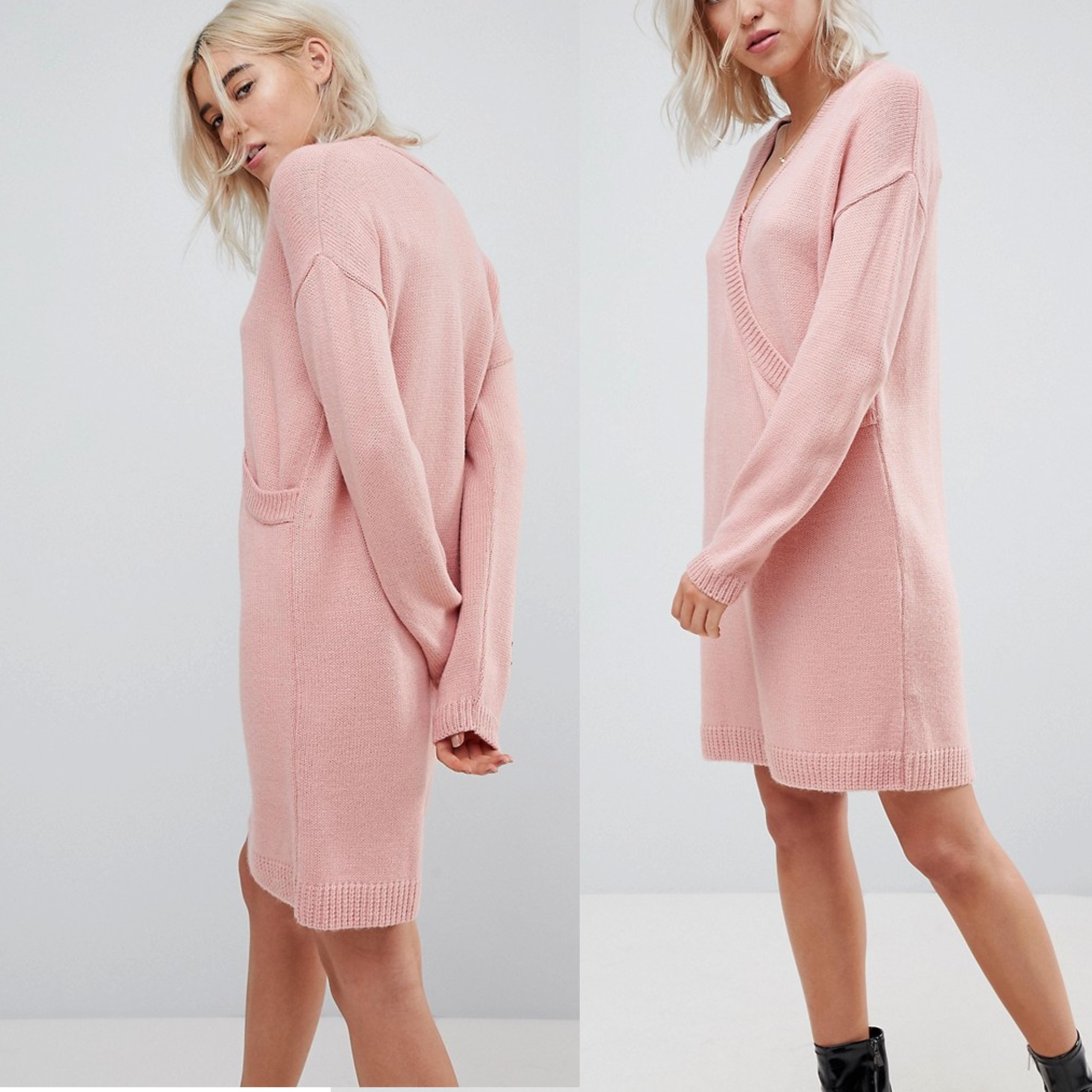 Różowa dzianinowa sukienka defekt XL 42 Rozowa-dzianinowa-sukienka-XL-42