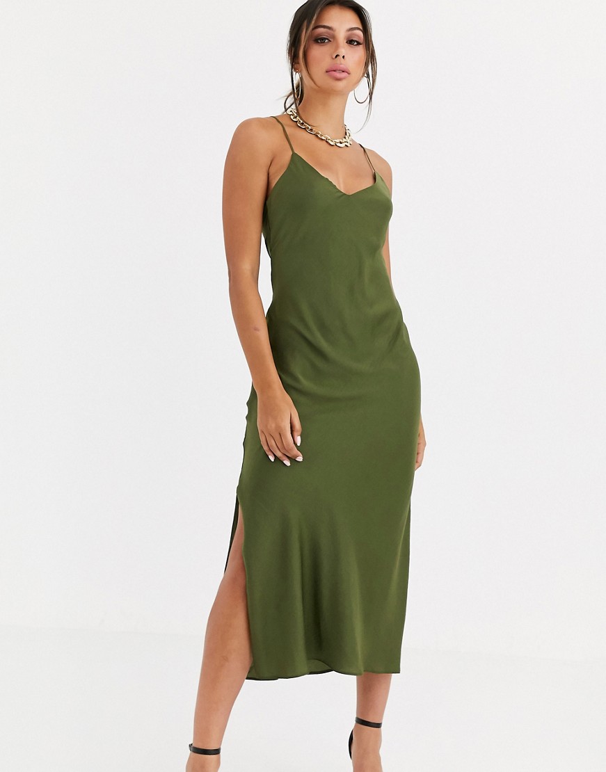Satynowa sukienka maxi na ramiączkach w lolorze khaki, 36 Satynowa-sukienka-maxi-na-ramiaczkach-w-lolorze-khaki--36