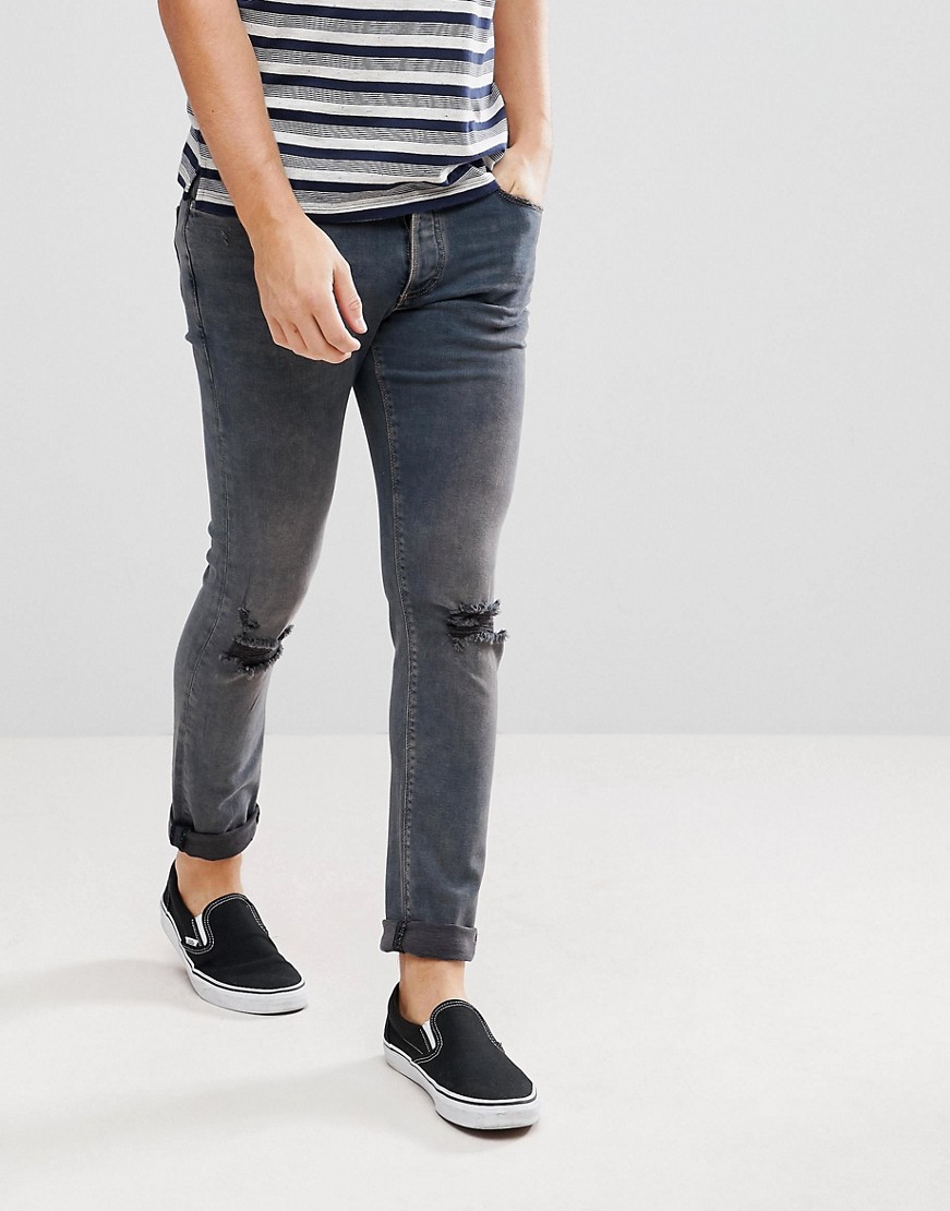 Szare-Spodnie-jeansowe-meskie-z-dziurami-skinny-fit-W30-L32