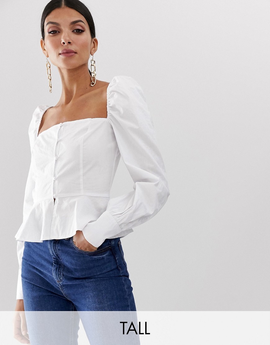 Tall Missguided Biała Bluzka kwadratowy dekolt dekolt XS 34 Tall-Missguided-Biala-Bluzka-kwadratowy-dekolt-dekolt-XS-34