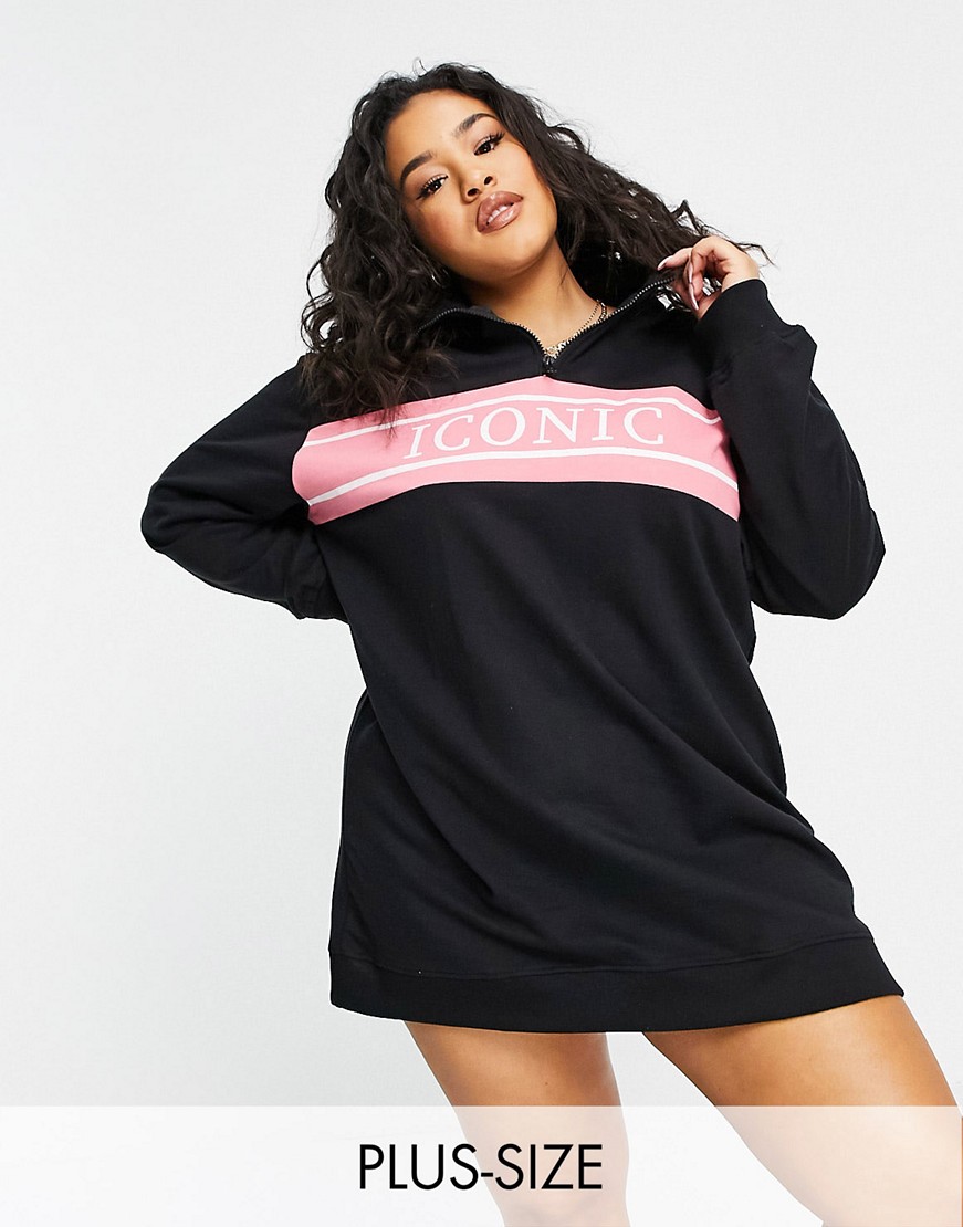 Threadbare czarna sukienka dresowa z napisem plus size defekt 52 Threadbare-czarna-sukienka-dresowa-z-napisem-plus-size-defekt-52