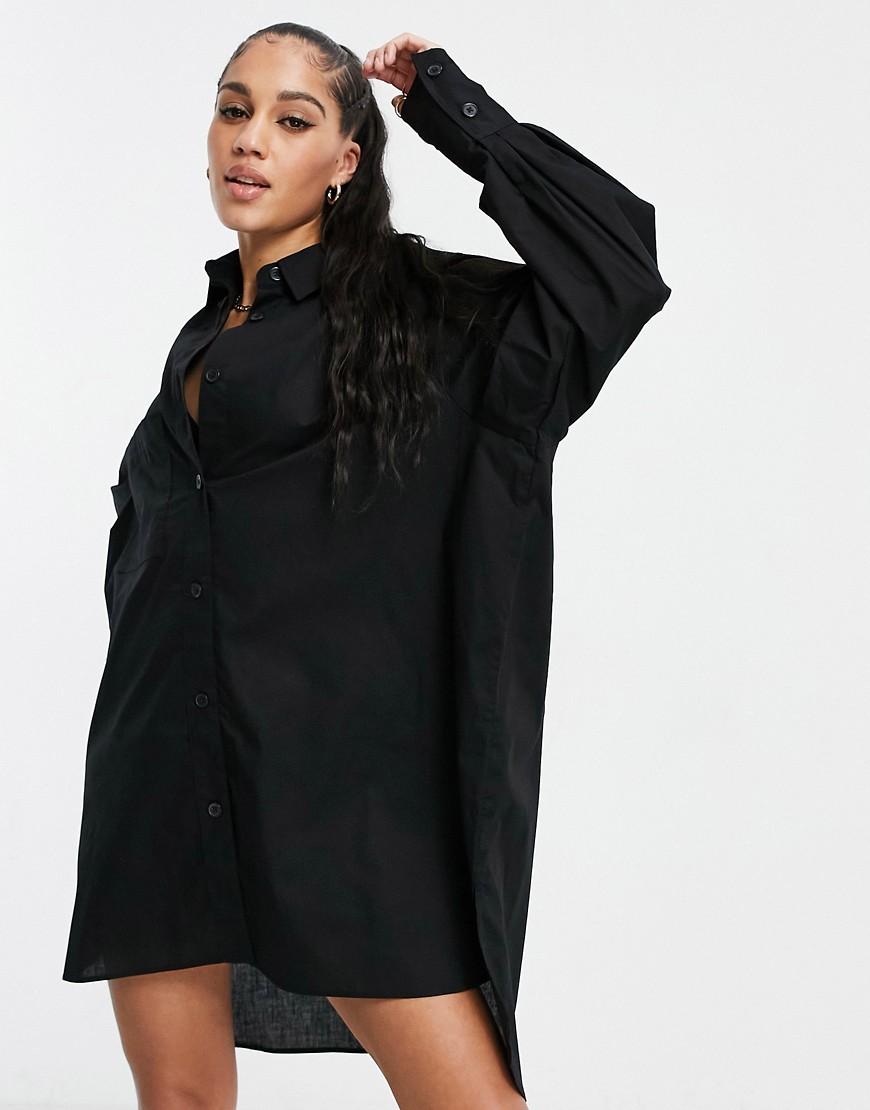 Threadbare czarna sukienka koszulowa oversize z bufiastymi rękawami 38 Threadbare-czarna-sukienka-koszulowa-oversize-z-bufiastymi-rekawami-38