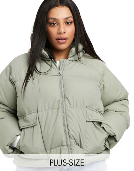 Threadbare zielona ocieplana pikowana kurtka oversize defekt 50