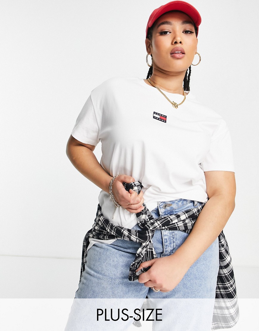 Tommy Jeans Plus Biały bawełniany T-shirt oversize defekt XXL Tommy-Jeans-Plus-Bialy-bawelniany-T-shirt-oversize-defekt-XXL
