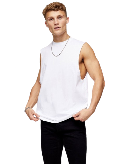 Topman biały klasyczny podkoszulek męski bez rękawów defekt L