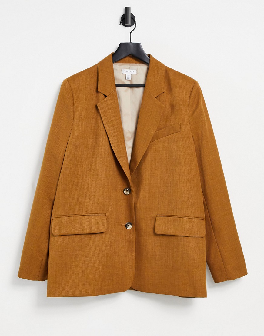Topshop damska brązowa marynarka jednorzędowa oversize 40 Topshop-damska-brazowa-marynarka-jednorzedowa-oversize-40