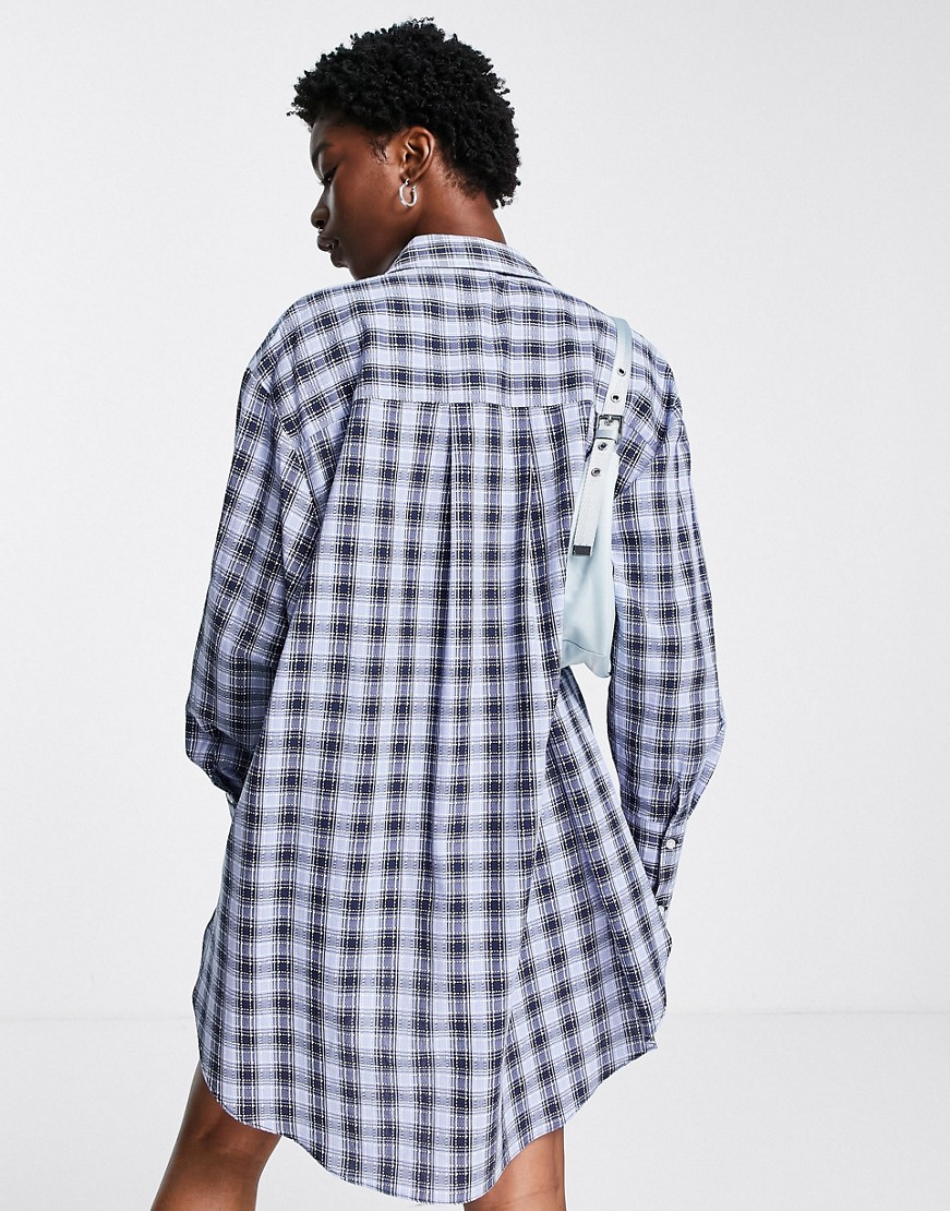Topshop-damska-niebieska-koszula-oversize-w-kratke-M-2 Topshop-damska-niebieska-koszula-oversize-w-kratke-M
