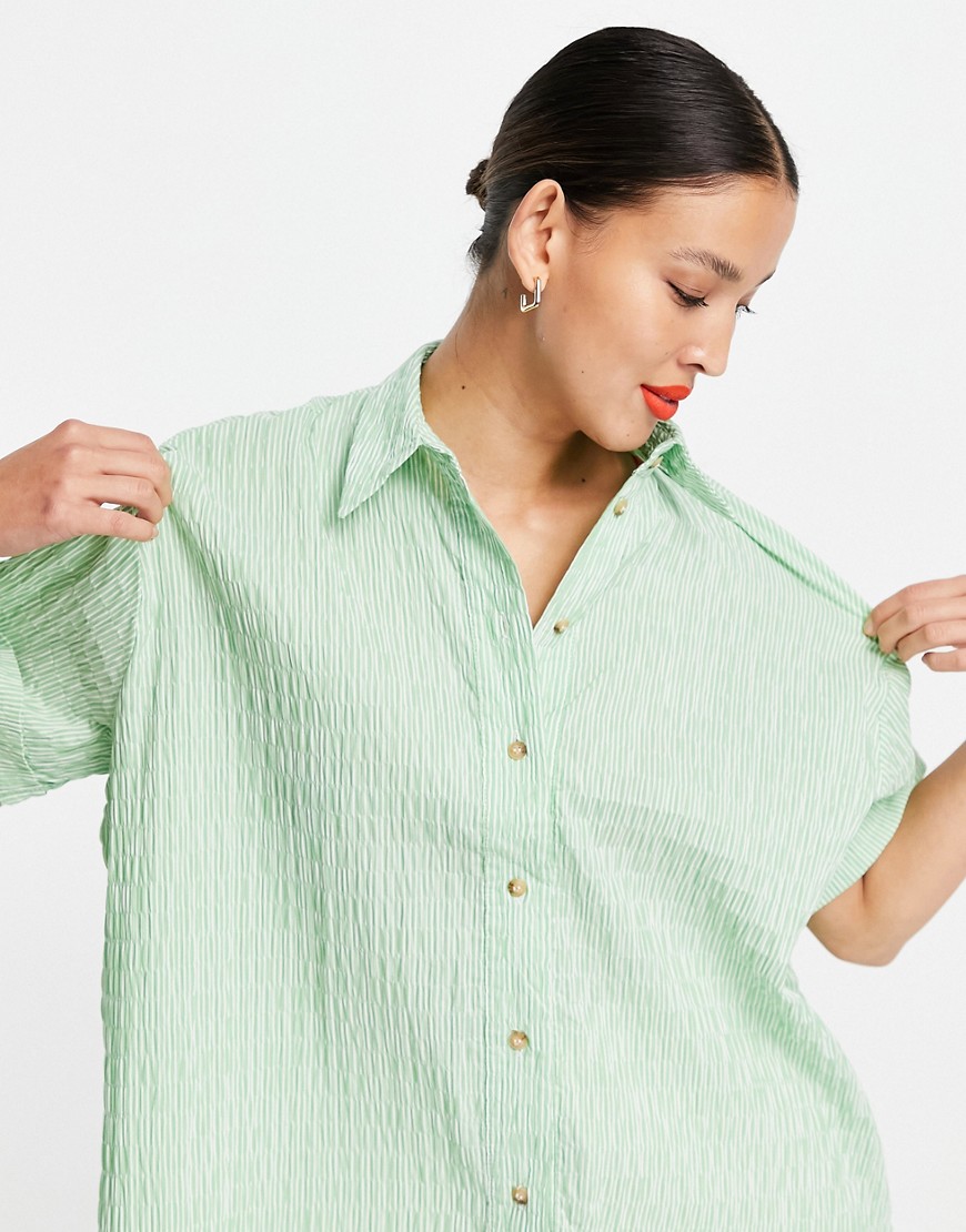 Topshop-damska-teksturowana-zielona-koszula-oversize-w-paski-M-2 Topshop-damska-teksturowana-zielona-koszula-oversize-w-paski-M