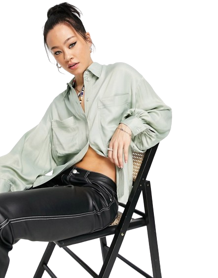 Topshop damska zielona satynowa koszula M