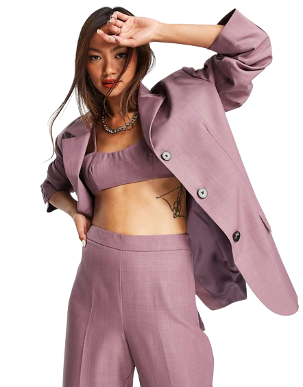 Topshop fioletowa jednorzędowa marynarka oversize M
