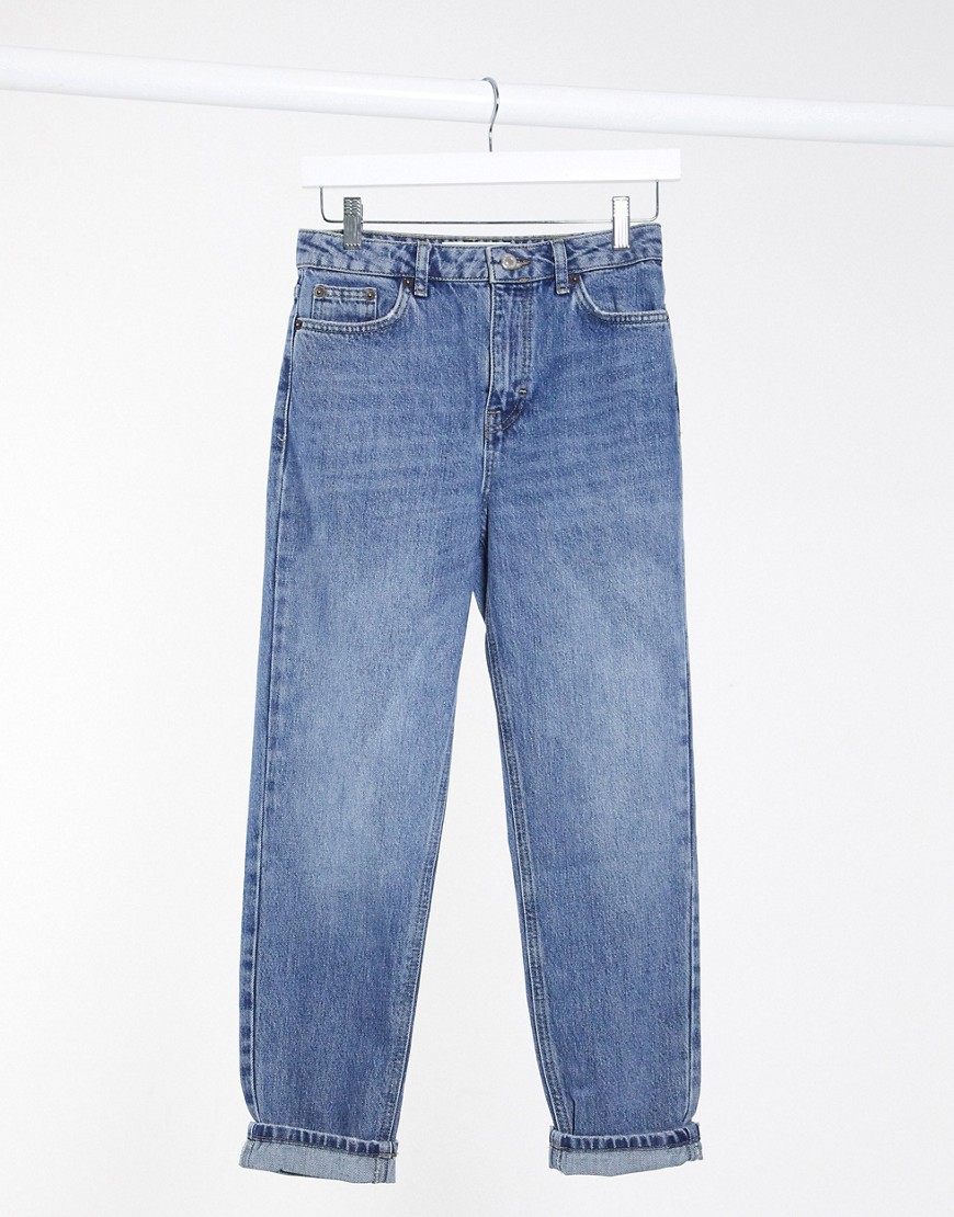 Topshop-niebieskie-mom-jeans-z-efektem-sprania-defekt-W28-L28