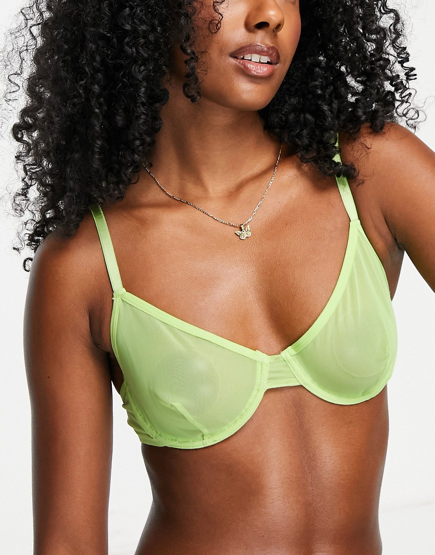 Topshop zielony biustonosz z fiszbinami z siateczki UK 32C 70C Topshop-zielony-biustonosz-z-fiszbinami-z-siateczki-UK-32C-70C