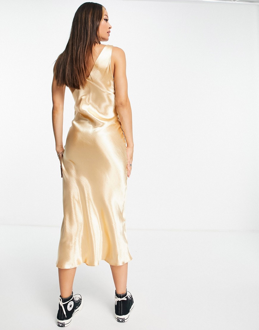 Topshop-zlota-satynowa-trapezowa-sukienka-midi-defekt-M-5 Topshop-zlota-satynowa-trapezowa-sukienka-midi-defekt-M