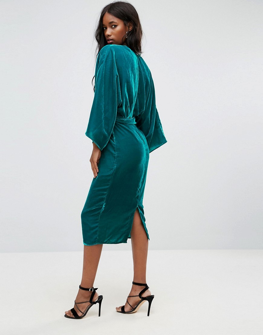 Turkusowa-Sukienka-midi-typu-kimono-S-36-1 Turkusowa-Sukienka-midi-typu-kimono-S-36