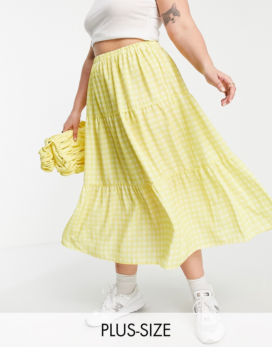 Twisted Wunder Plus żółta warstwowa spódnica midi krata 50 Twisted-Wunder-Plus-zolta-warstwowa-spodnica-midi-krata-50
