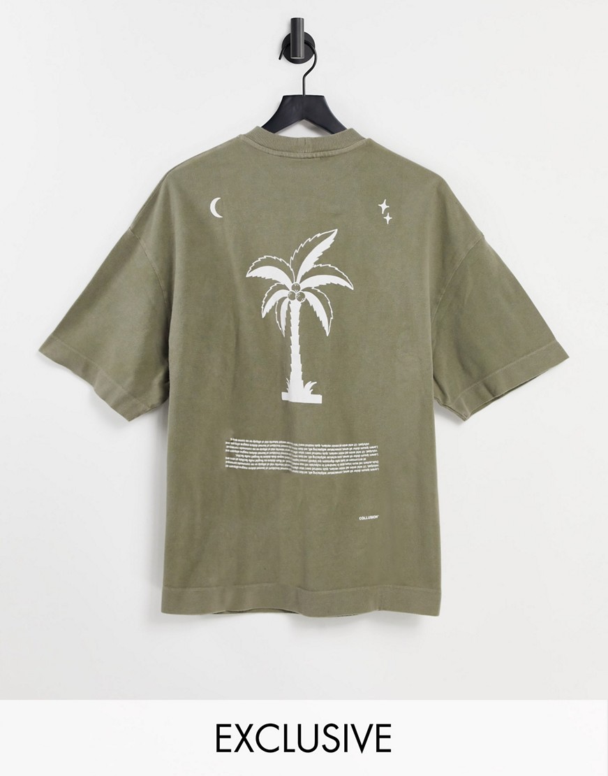 Unisex – T-shirt oversize w kolorze khaki z nadrukiem defekt M Unisex-–-T-shirt-oversize-w-kolorze-khaki-z-nadrukiem-defekt-M