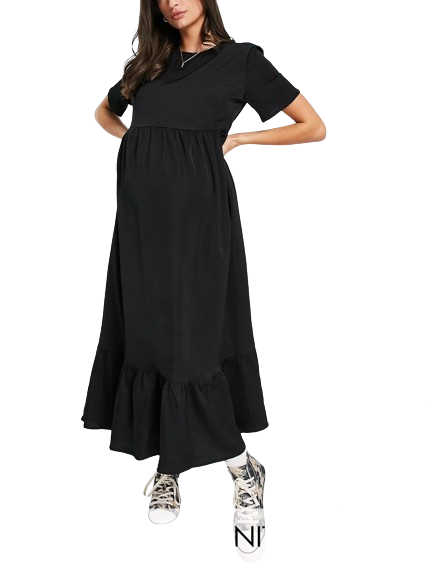 Urban Bliss Maternity czarna luźna sukienka midi defekt M
