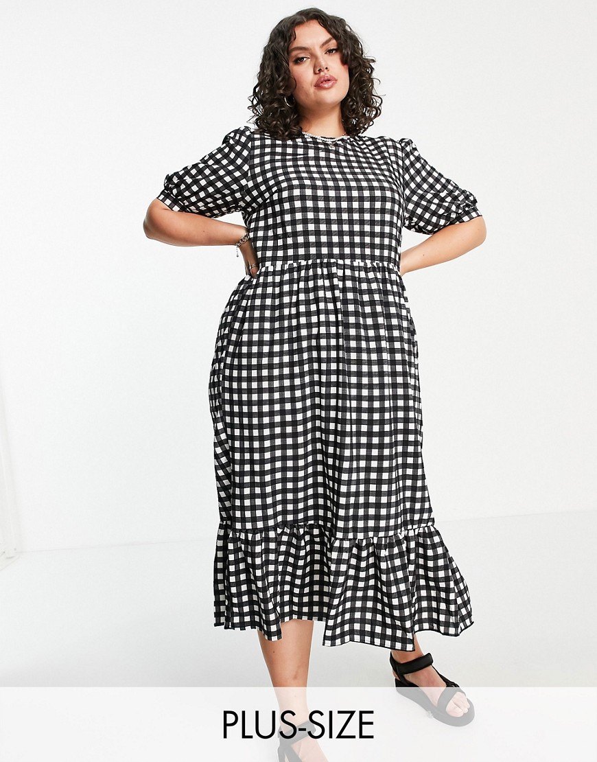 Urban Bliss czarna sukienka midi w kratkę plus size defekt 48 Urban-Bliss-czarna-sukienka-midi-w-kratke-plus-size-48