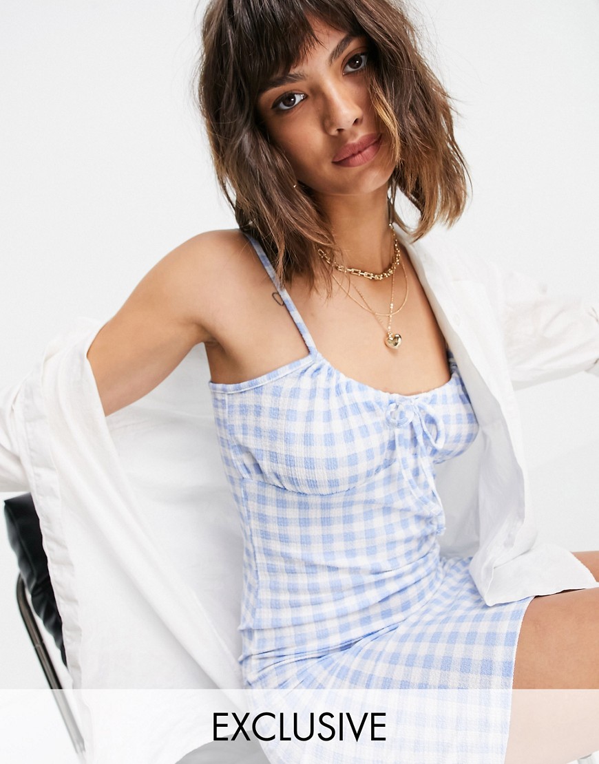 Vero Moda Exclusive niebieska sukienka mini w kratę M Vero-Moda-Exclusive-niebieska-sukienka-mini-w-krate-M