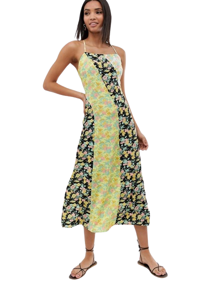 Warehouse Sukienka w kwiatowy print letnia na ramiączkach M 38